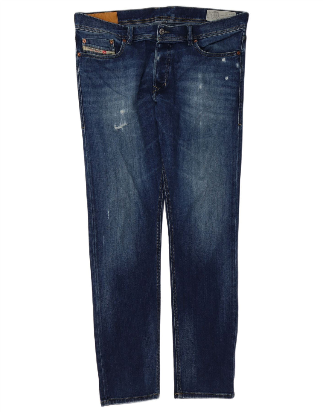 Diesel Herre Tepphar Distressed Carrot Slim Jeans W36 L32 Blue Cotton