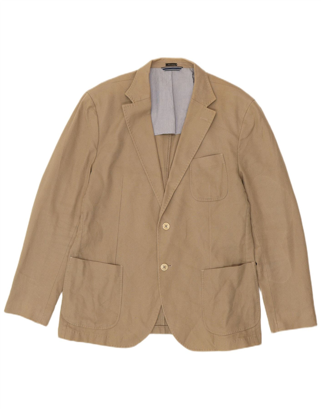 Massimo Dutti Herre 2 Button Blazer Jacket EU 58 2XL Beige Bomuld