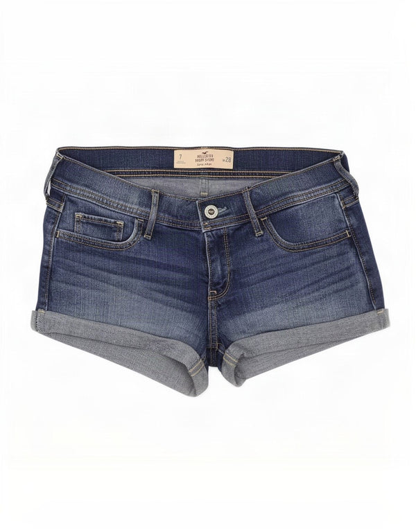 Hollister Womens Low Waist Denim Shorts US 7 Medium W28 Blue Cotton