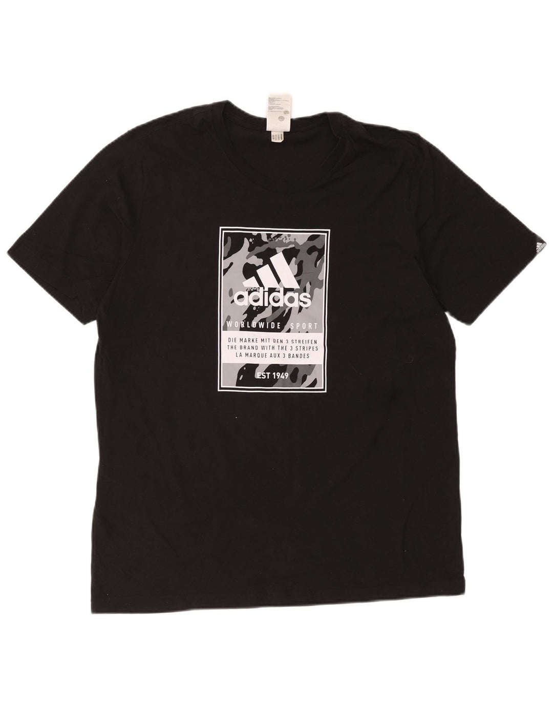 Adidas Grafisk T-shirt top til mænd, stor sort bomuld