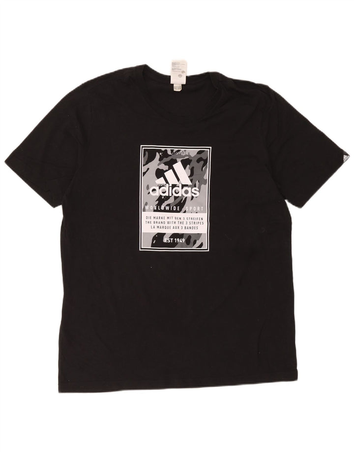 Adidas Grafisk T-shirt top til mænd, stor sort bomuld