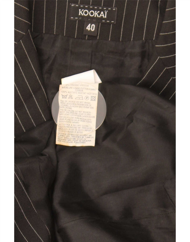 Kookai Dame 3-knaps blazerjakke EU 40 Medium Black Pinstripe Polyester