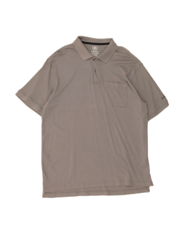 IZOD Mens Polo Shirt Large Grey Cotton