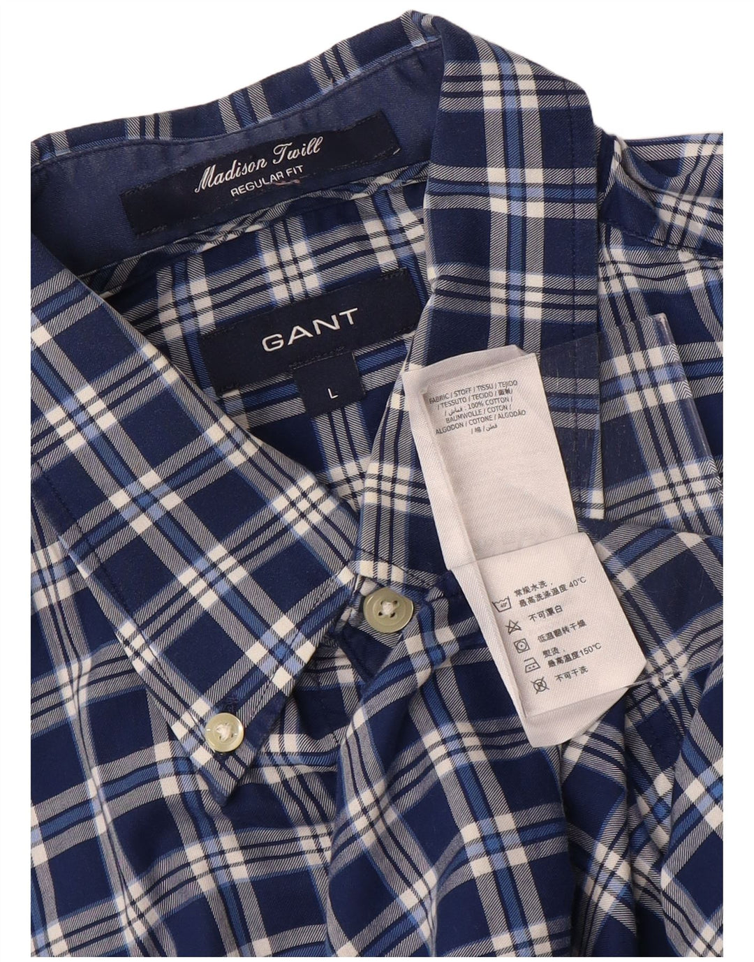 Gant Herre Madison Regular Fit skjorte Stor marineblå ternet bomuld