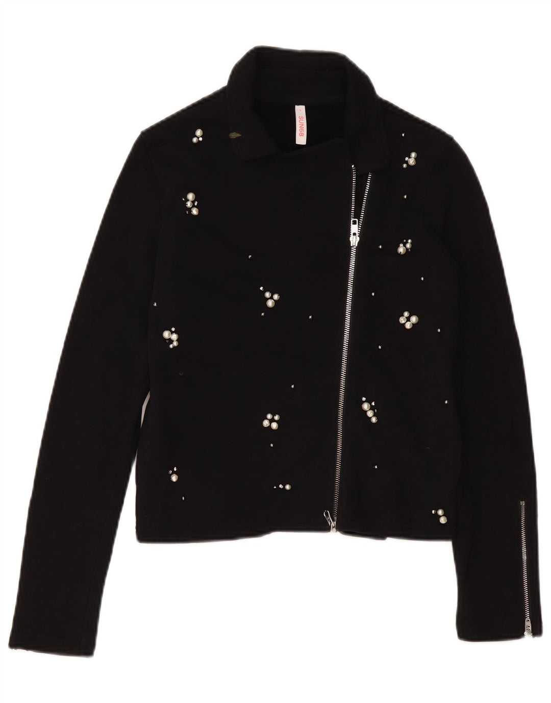 SUN68 Dame Cardigan Sweater UK 10 Small Black Bomuld