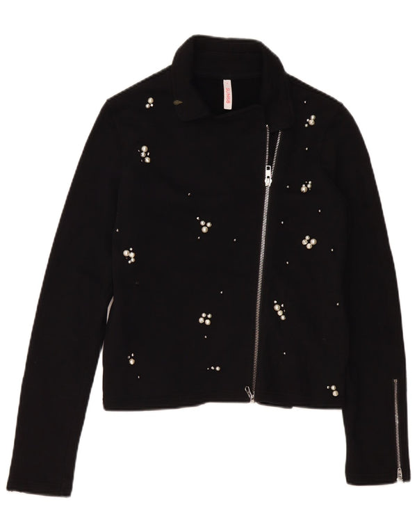 SUN68 Dame Cardigan Sweater UK 10 Small Black Bomuld