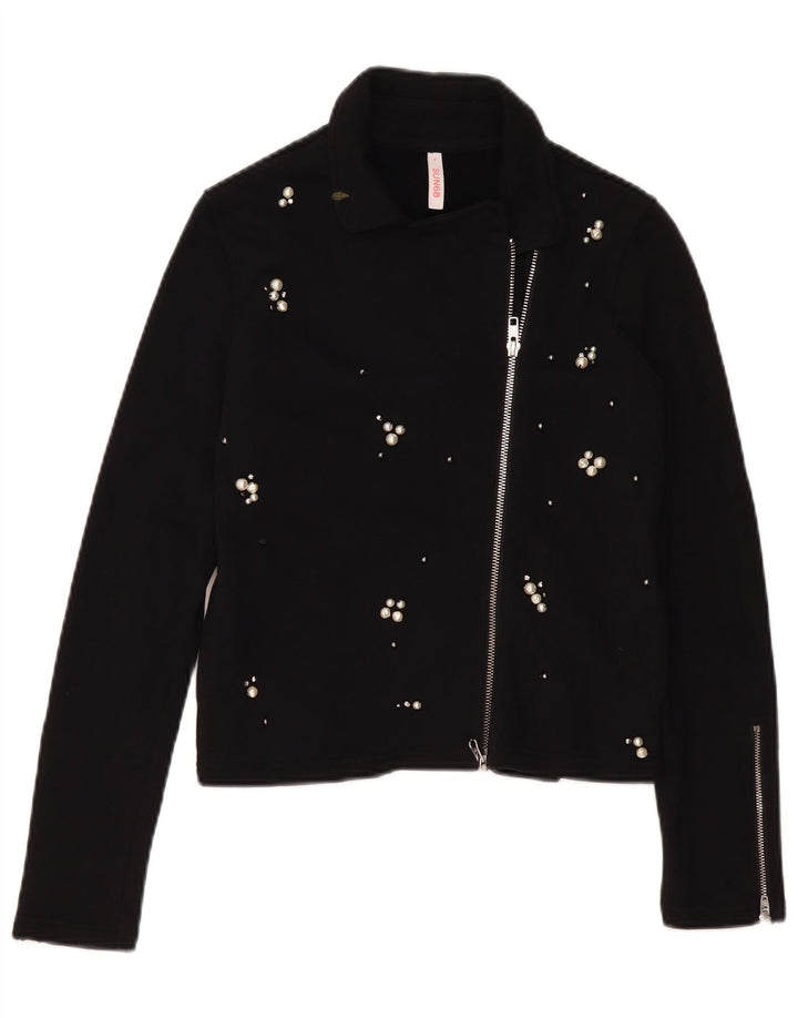 SUN68 Dame Cardigan Sweater UK 10 Small Black Bomuld