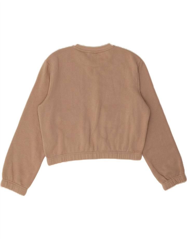 ELLESSE Womens Crop Sweatshirt Jumper UK 14 Large Beige Cotton Vintage Ellesse and Second-Hand Ellesse from Messina Hembry 