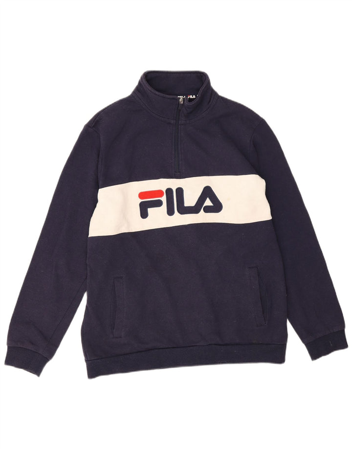 Fila Herre grafisk lynlås-sweatshirt Jumper Medium Navy Blue Colourblock
