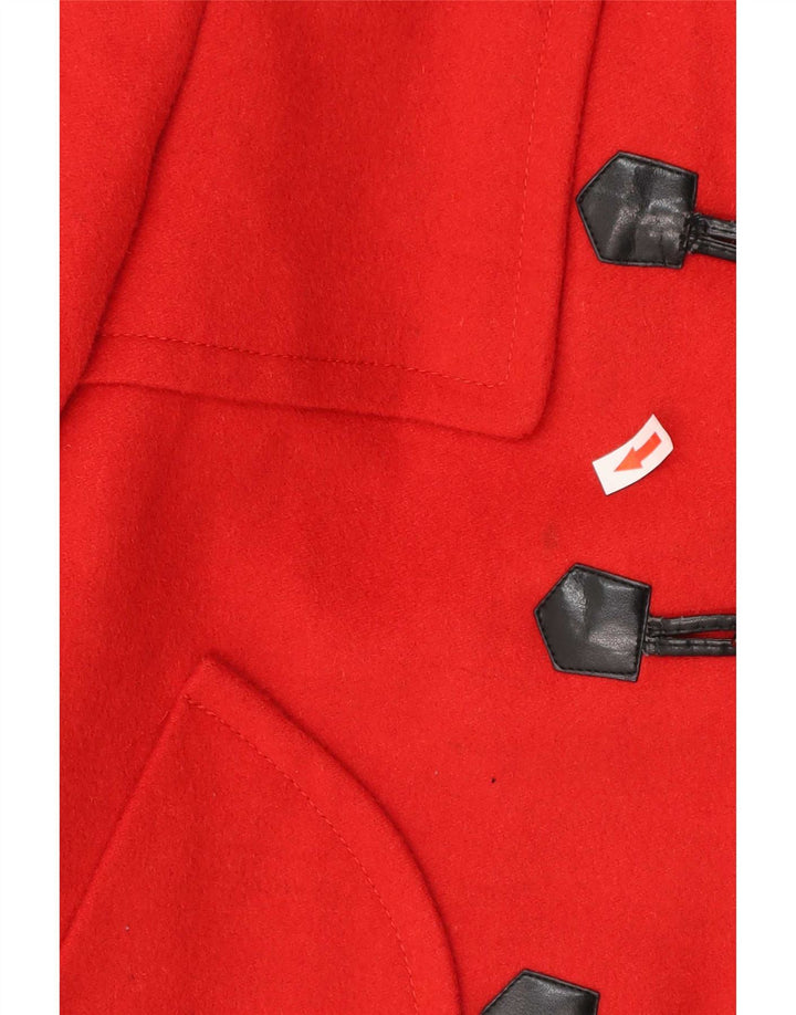 Stefanel Dame Hætte Duffle Jacket IT 48 XL Rød Virgin Wool