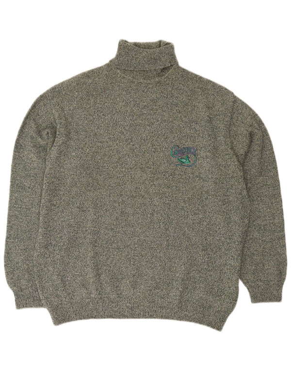 Vintage Herre rullehals sweater XL Grøn Flecked Wool Retro