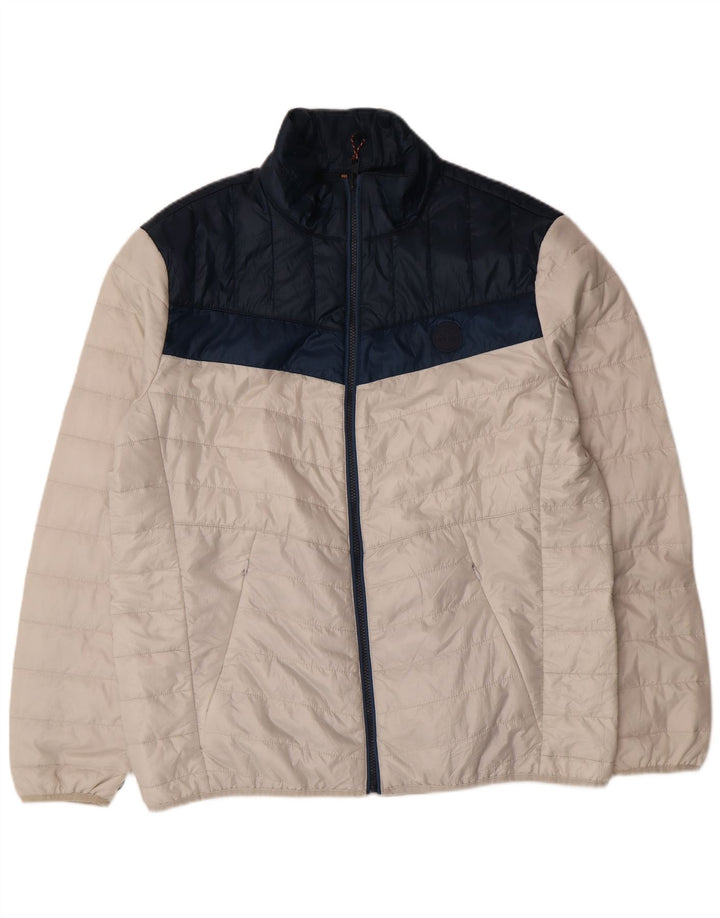 TIMBERLAND Mens Padded Jacket UK 42 XL Off White Colourblock Polyester