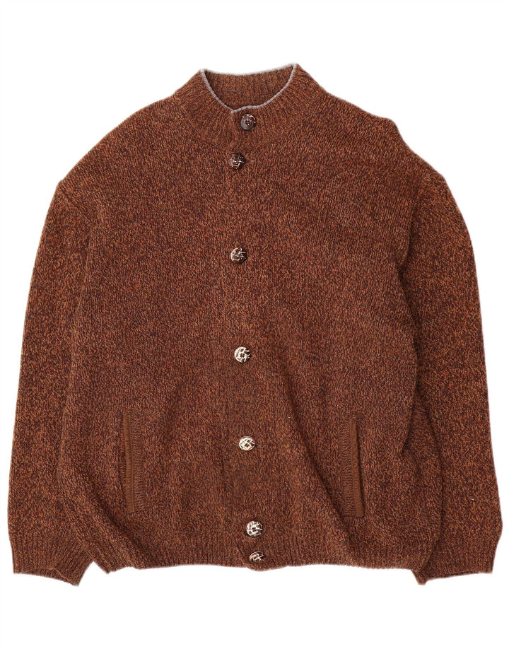 Bueckle Herre Cardigan Sweater Stor brun Flecked Uld