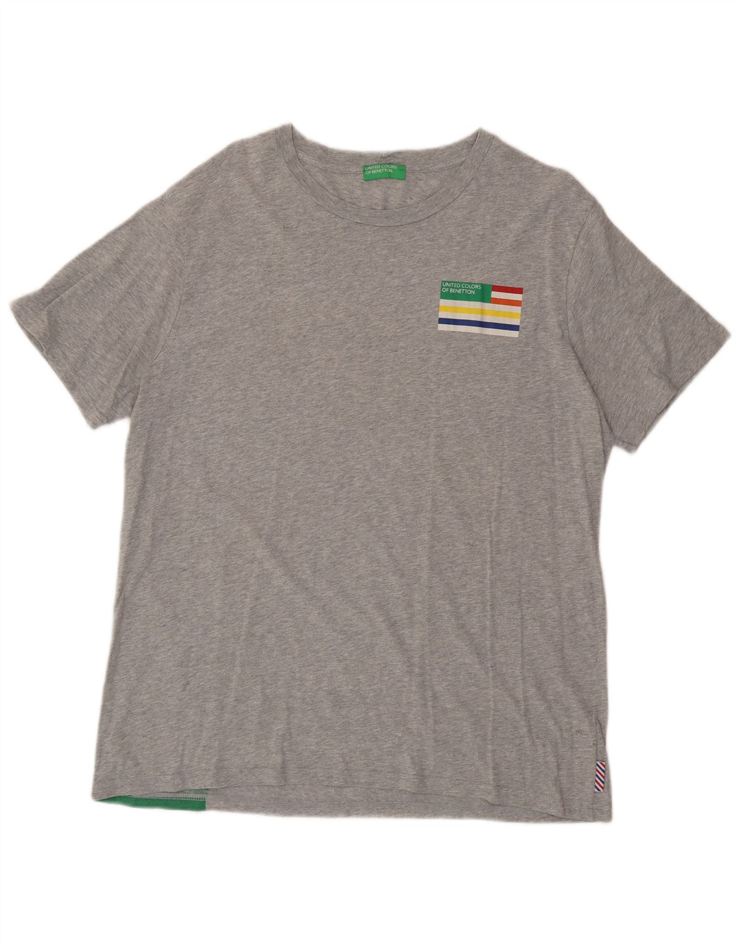 BENETTON Herre grafisk T-shirt Top 2XL Grå Colourblock Bomuld