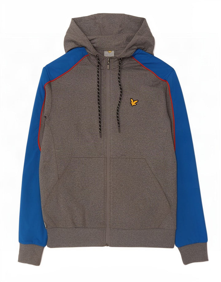 Lyle & Scott Herre hættetrøje med lynlås, lille grå Colourblock Polyester