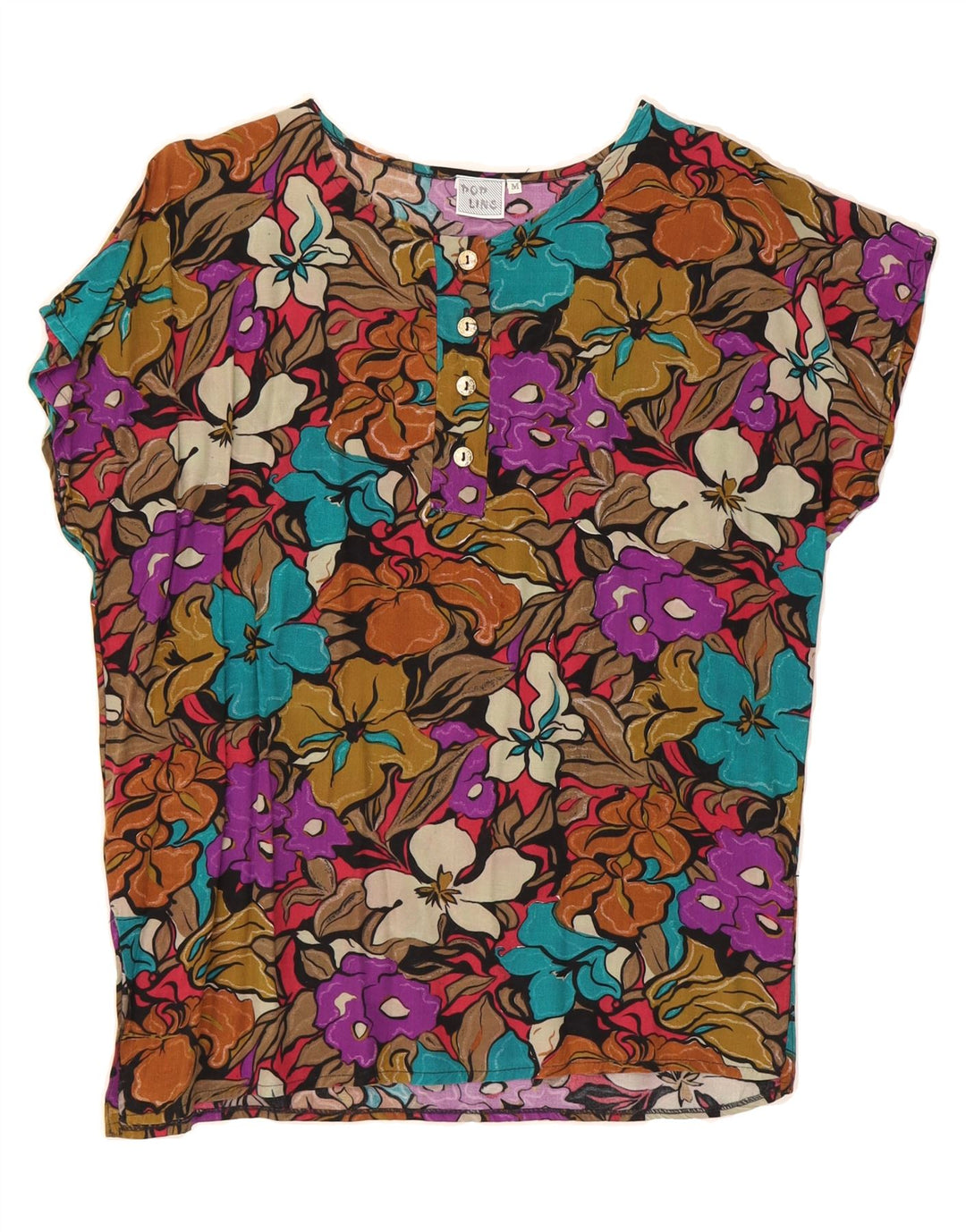 VINTAGE Womens Blouse Top UK 14 Medium Multicoloured Floral Vintage Vintage and Second-Hand Vintage from Messina Hembry 