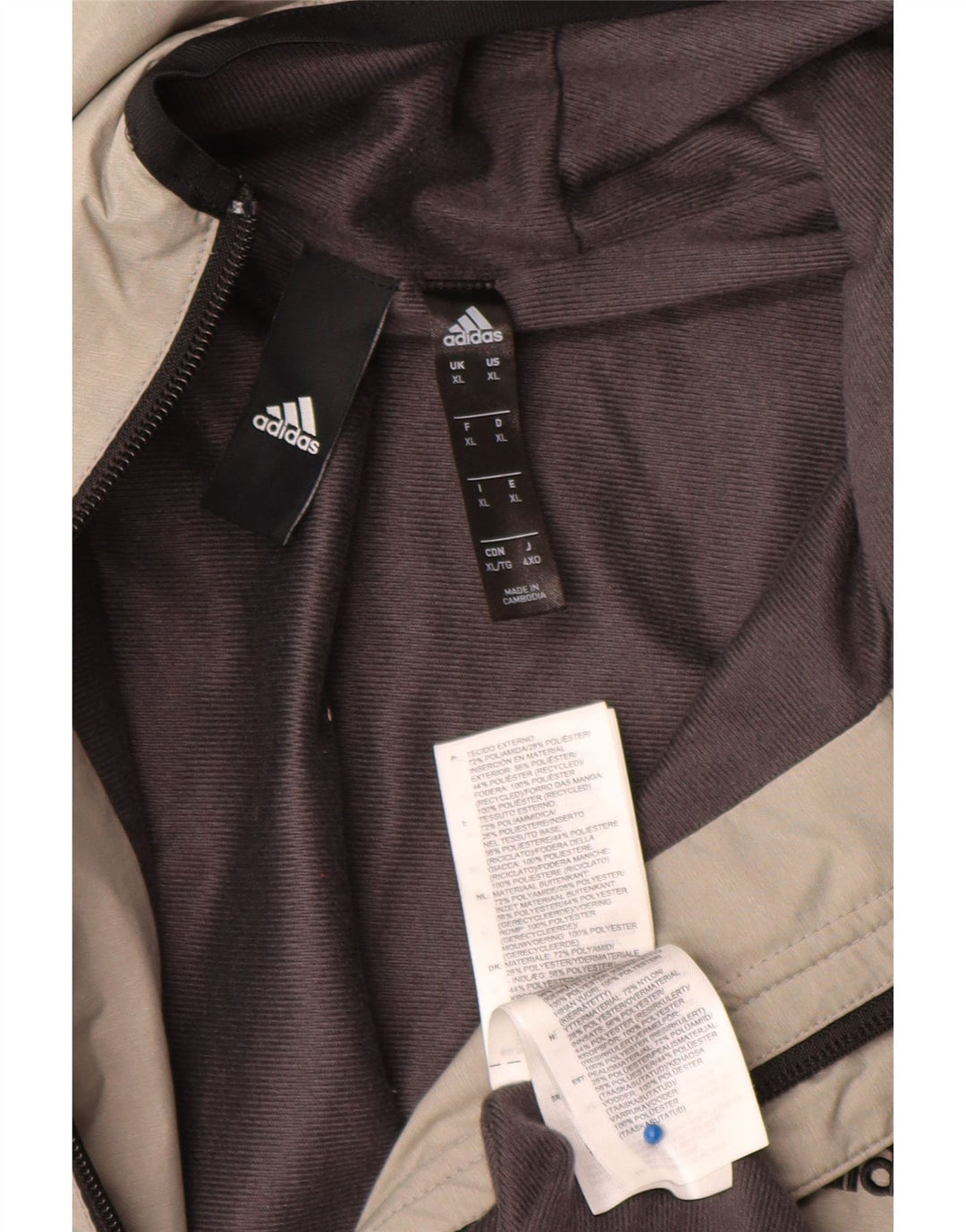 Adidas Regnjakke med hætte til mænd UK 42 XL Grå Colourblock Polyamid