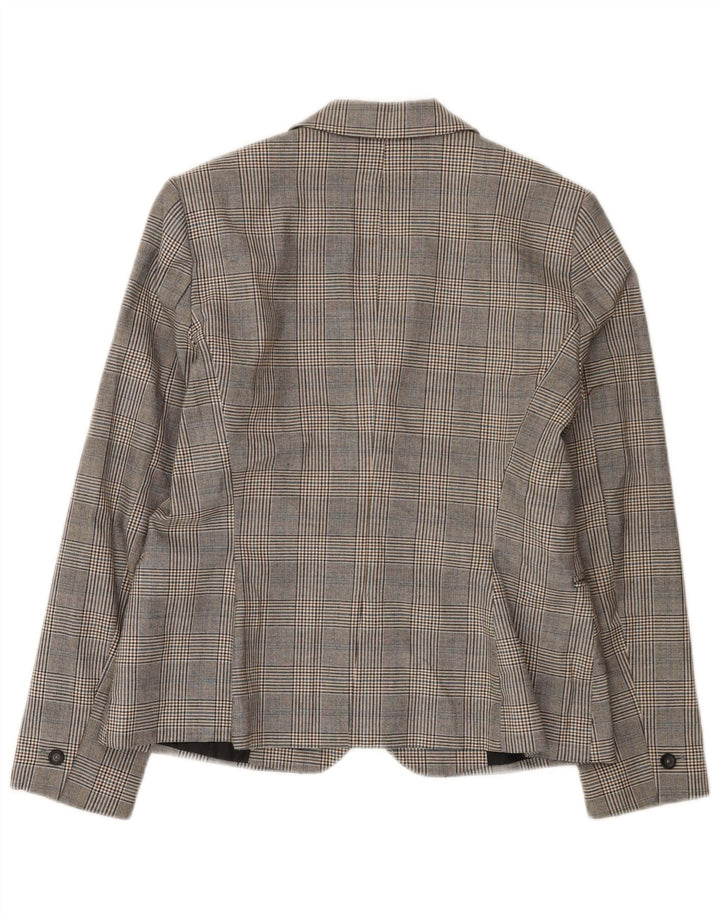 Zara Dame 1-knaps blazerjakke EU 42 Stor grå ternet polyester