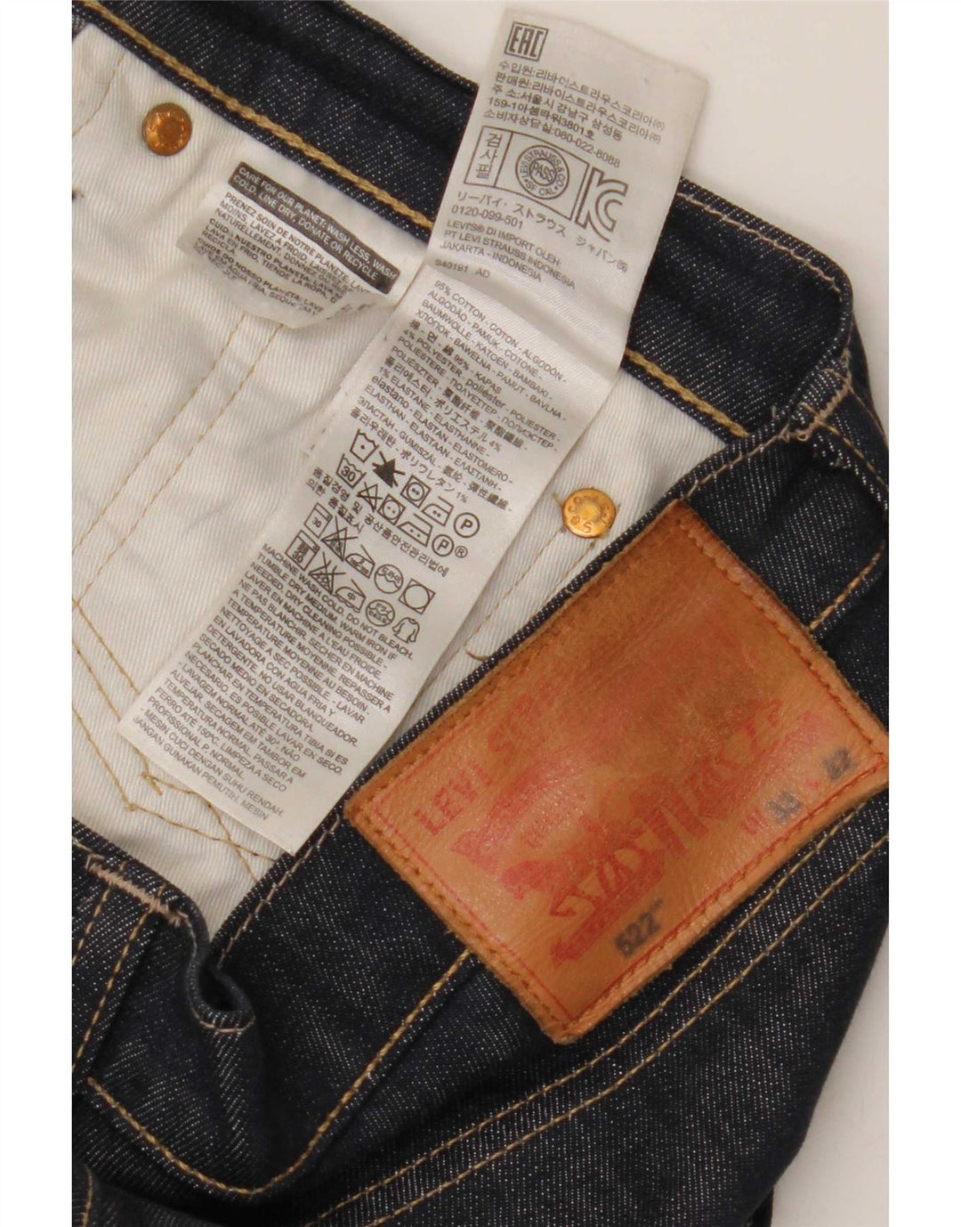 Levi's herre 522 lige jeans W32 L32 marineblå bomuld
