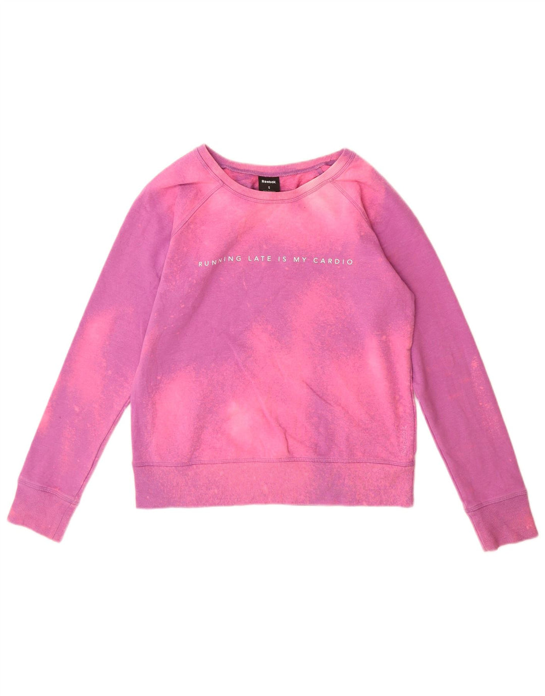 Reebok Womens grafisk sweatshirt Jumper UK 10 Small Pink Tie Dye Polyester
