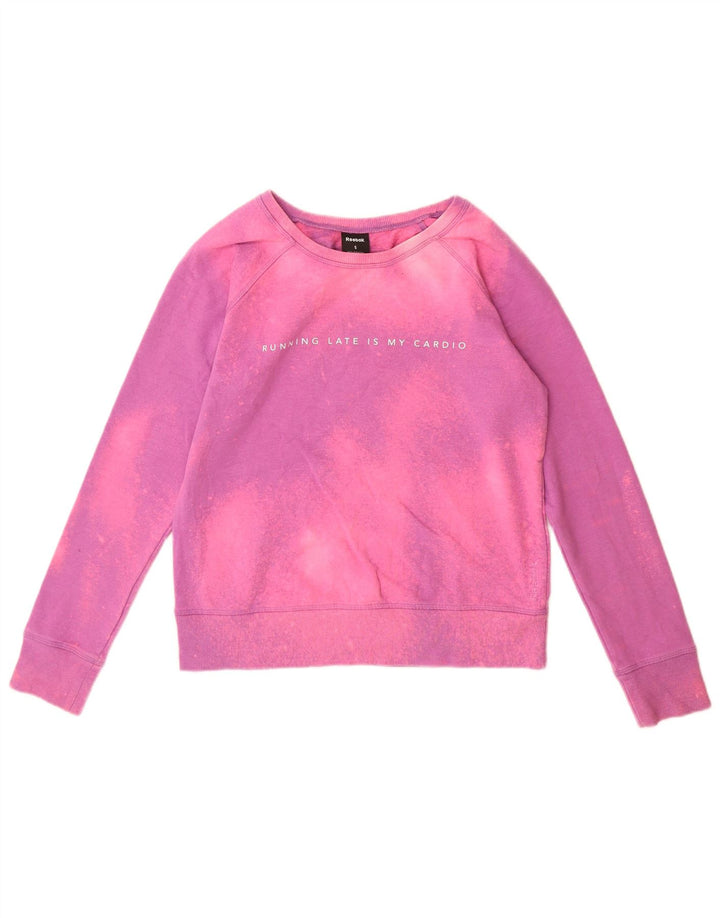 Reebok Womens grafisk sweatshirt Jumper UK 10 Small Pink Tie Dye Polyester