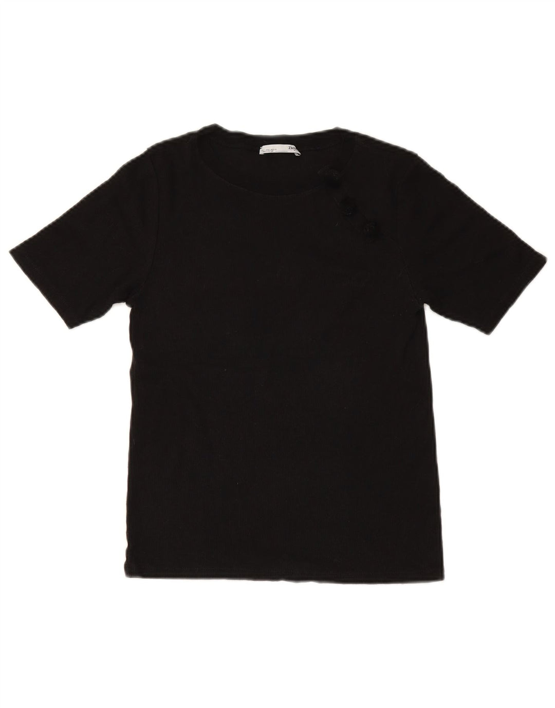 Zara Dame Grafisk T-Shirt Top UK 14 Stor Sort