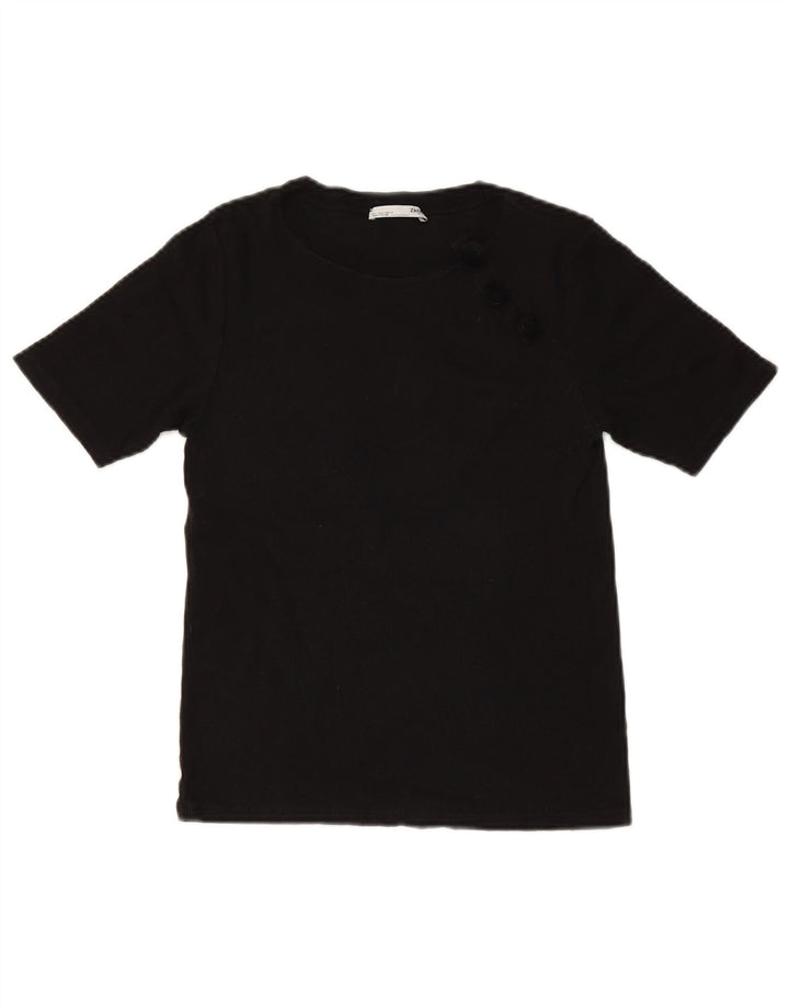 Zara Dame Grafisk T-Shirt Top UK 14 Stor Sort