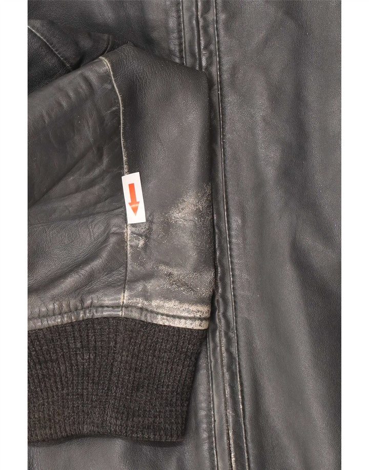 Trussardi Jeans Dame Bomber Læderjakke IT 50 XL Navy Blue