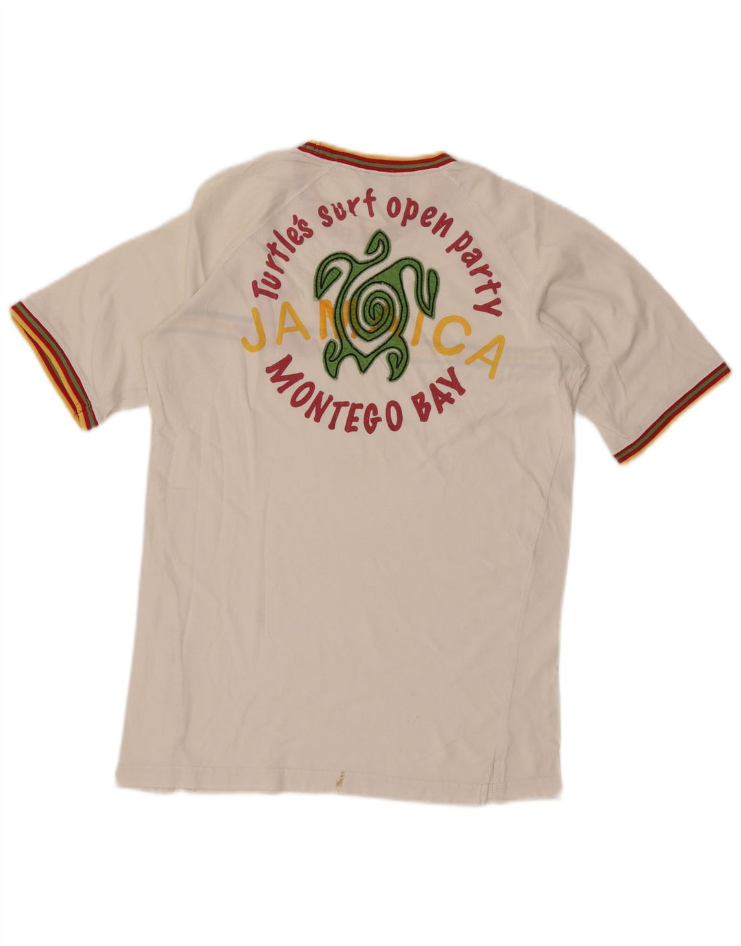 Asics Herre Montego Bay Grafisk T-shirt Top Medium Off White Stribet bomuld