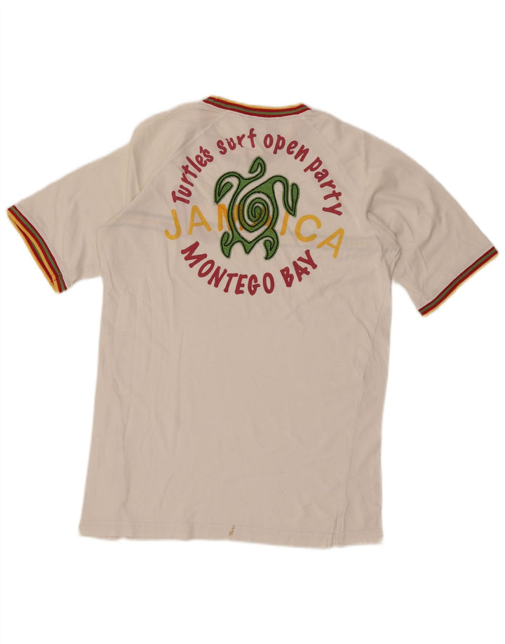 Asics Herre Montego Bay Grafisk T-shirt Top Medium Off White Stribet bomuld