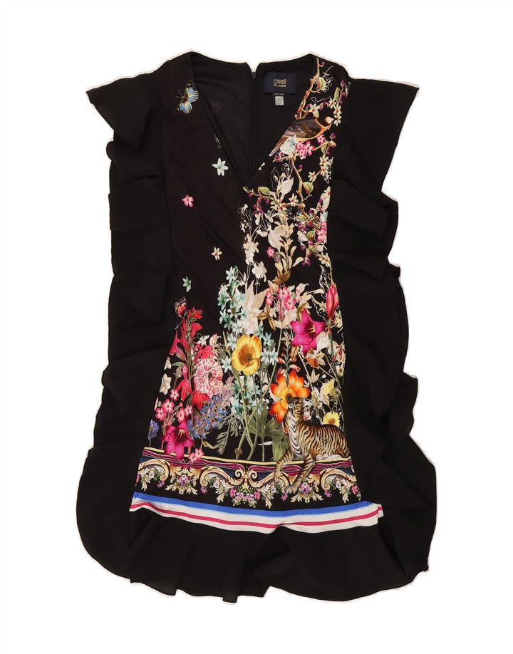 ROBERTO CAVALLI Womens Sleeveless Shift Dress US 6 Medium Black Floral Vintage Roberto Cavalli and Second-Hand Roberto Cavalli from Messina Hembry 