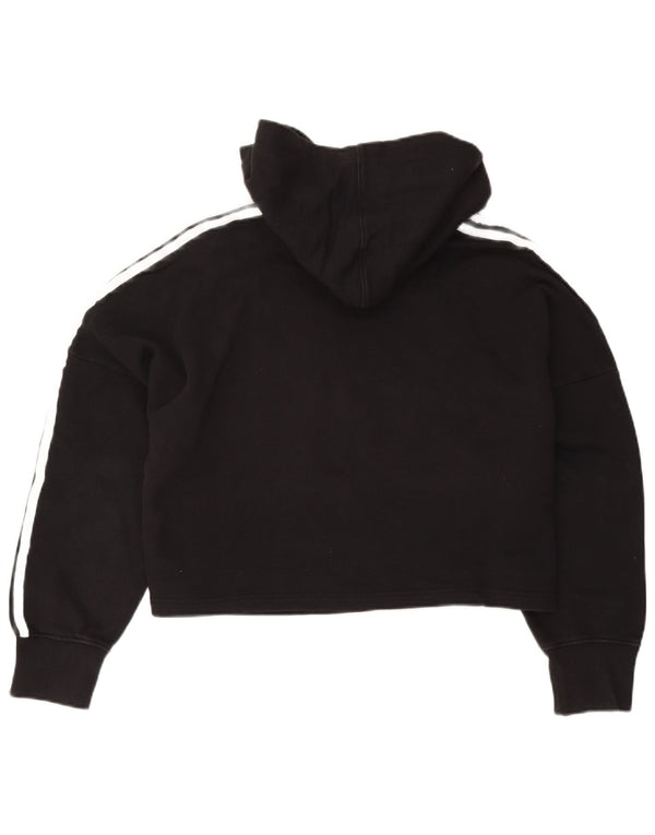Adidas Dame Crop Oversized Hoodie Jumper UK 20/22 XL Sort Bomuld