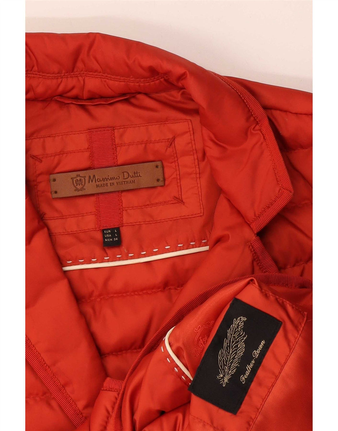 Massimo Dutti Dame Polstret Jakke UK 16 Large Orange