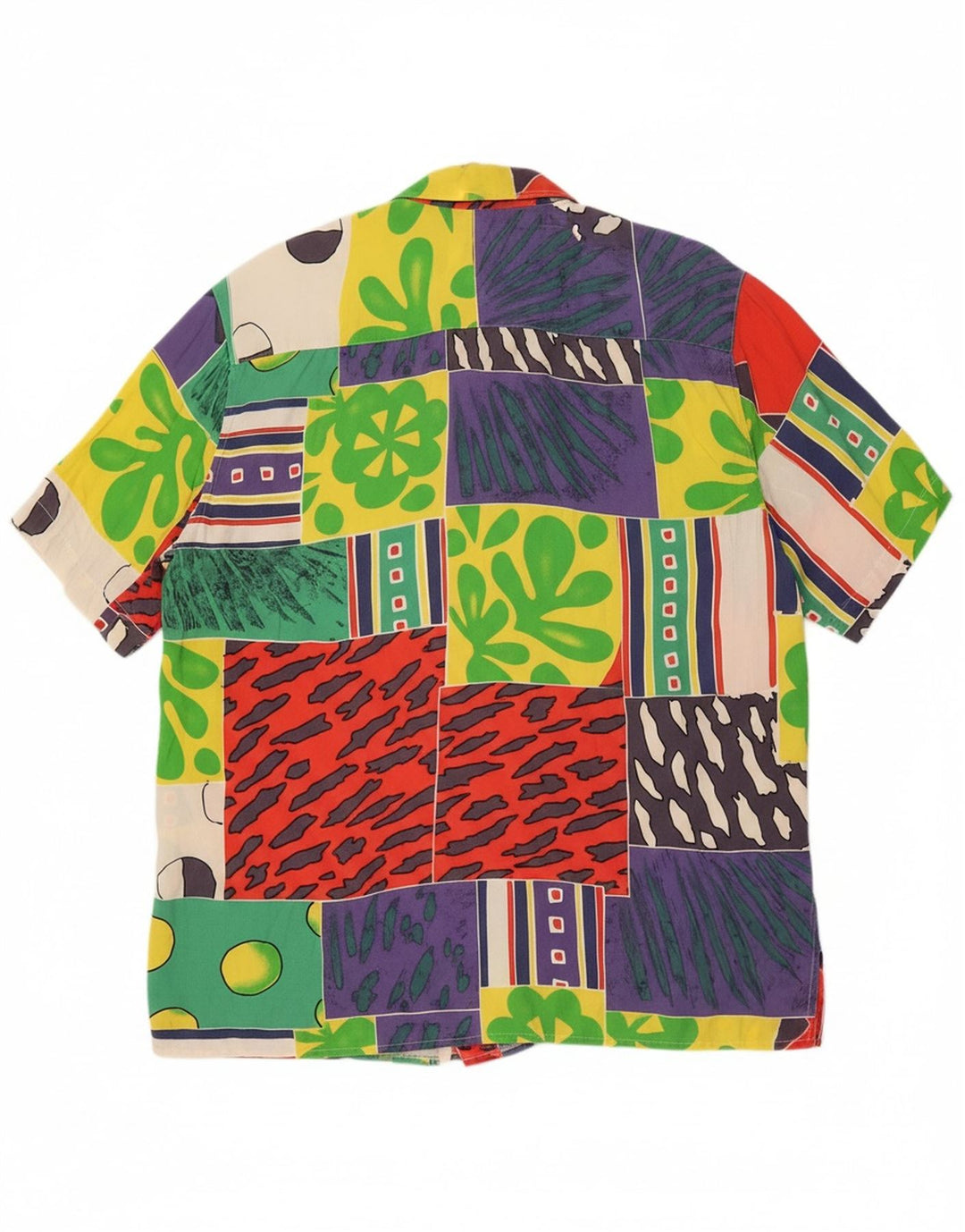 VINTAGE Womens Loose Fit Shirt EU 42 Large Multicoloured Patchwork