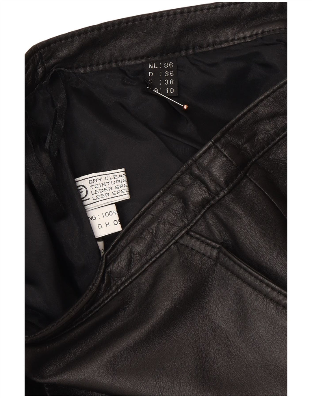 VINTAGE lædernederdel til kvinder UK 10 Small W26 sort læder