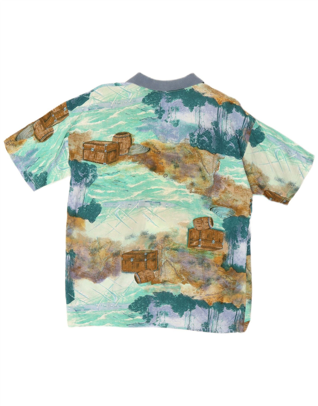 Vintage mænds abstrakt mønster poloshirt mellemblå