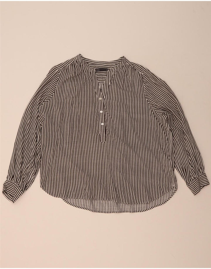 MARKS & SPENCER Dame Oversized skjortebluse UK 20 2XL Grå nålestribe