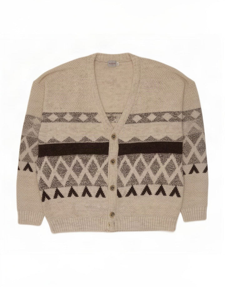 Conbipel Herre Cardigan Sweater XL Beige Geometrisk