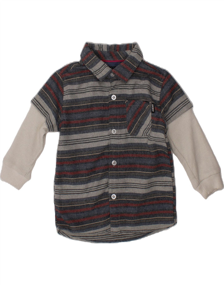 DKNY Boys Flannel Shirt 2-3 Years Grey Striped Cotton Vintage Dkny and Second-Hand Dkny from Messina Hembry 