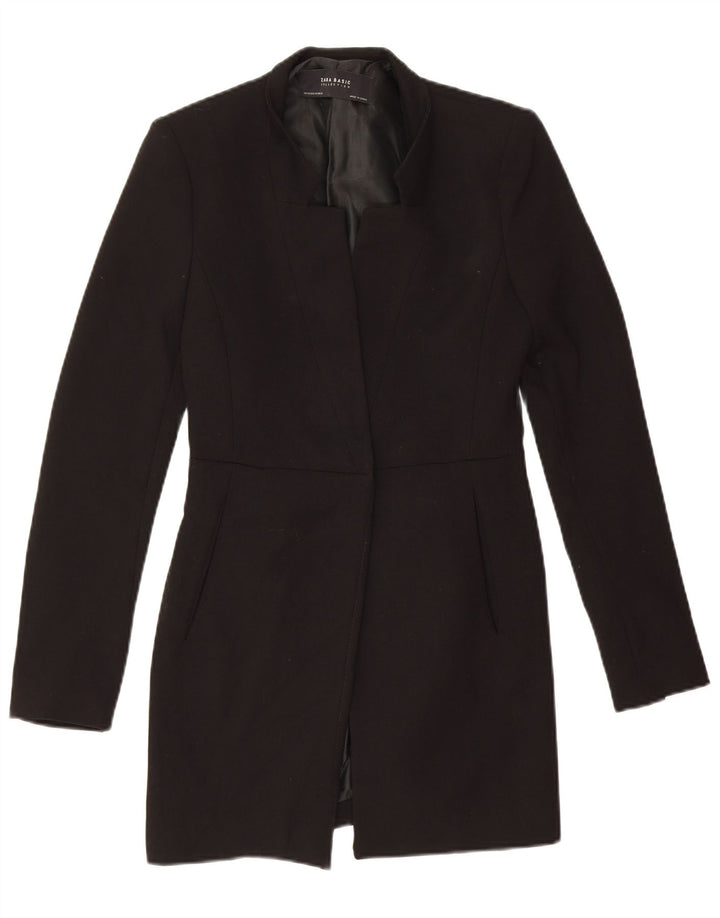 Zara Dame Longline Blazer Jacket UK 6 XS Sort Polyester