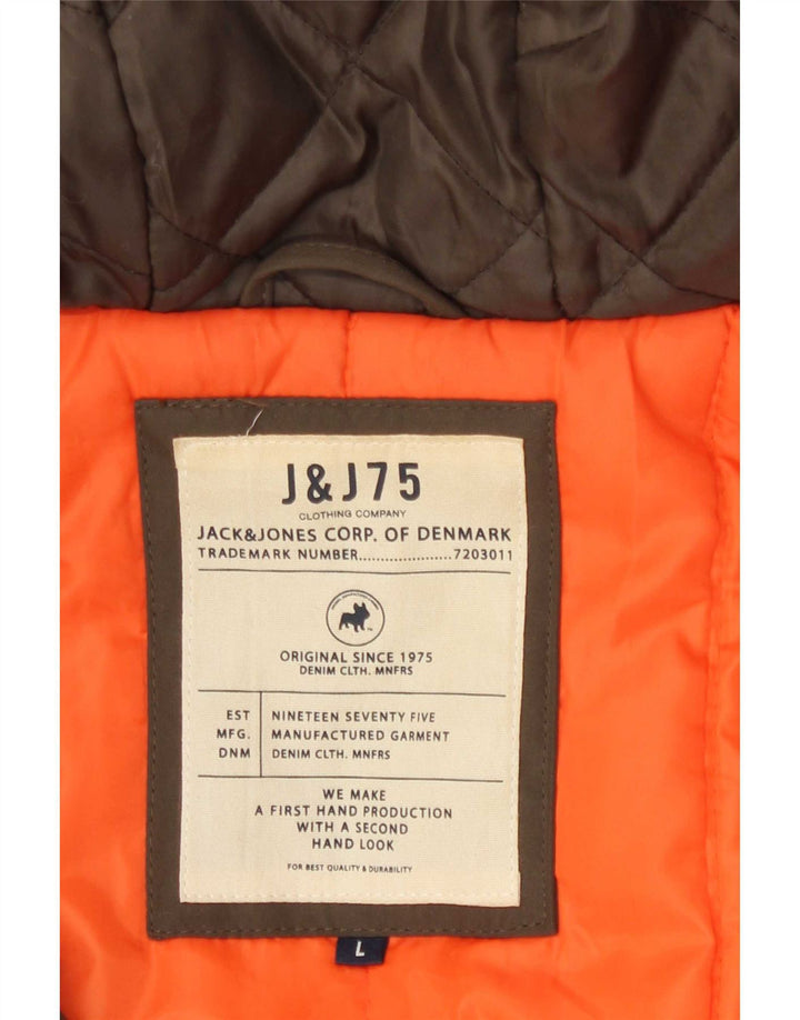 Jack & Jones Herre Hooded Bomber Jacket UK 40 Large Khaki Polyester