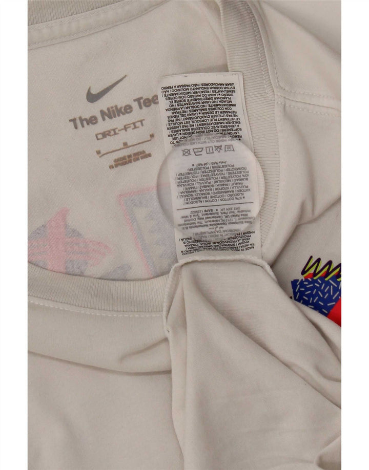 Nike Herre Dri Fit grafisk T-shirt Top Medium Hvid Bomuld