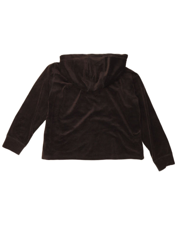 Dkny Womens Oversized Hooded Velour Top Langærmet UK 12 Medium Black