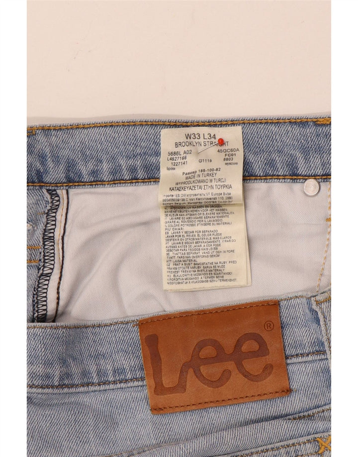 Lee Mens Brooklyn Straight Jeans W33 L32 Blå Bomuld