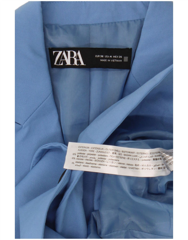 Zara Dame 1 Knap Blazer Jakke EU 36 XS Blå Polyester