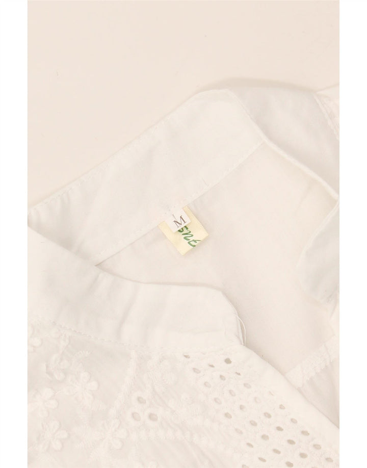 VINTAGE Womens Blouse Top UK 12 Medium White Floral Vintage Vintage and Second-Hand Vintage from Messina Hembry 