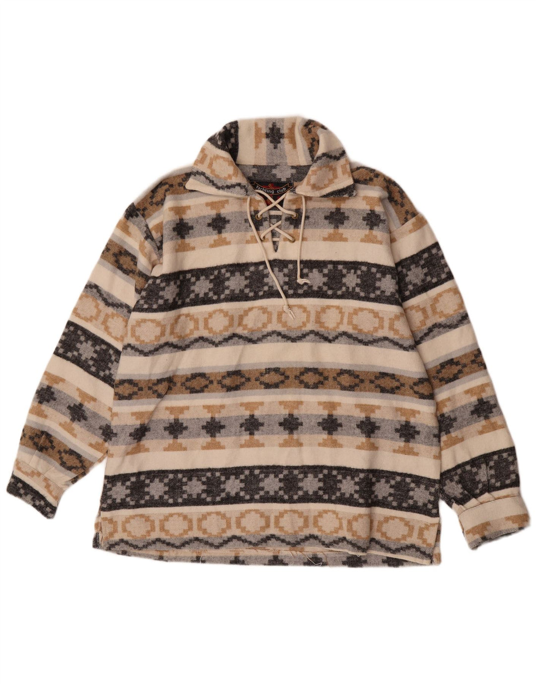 Yachting Club Herre Pullover Flanellskjorte Stor Flerfarvet Geometrisk