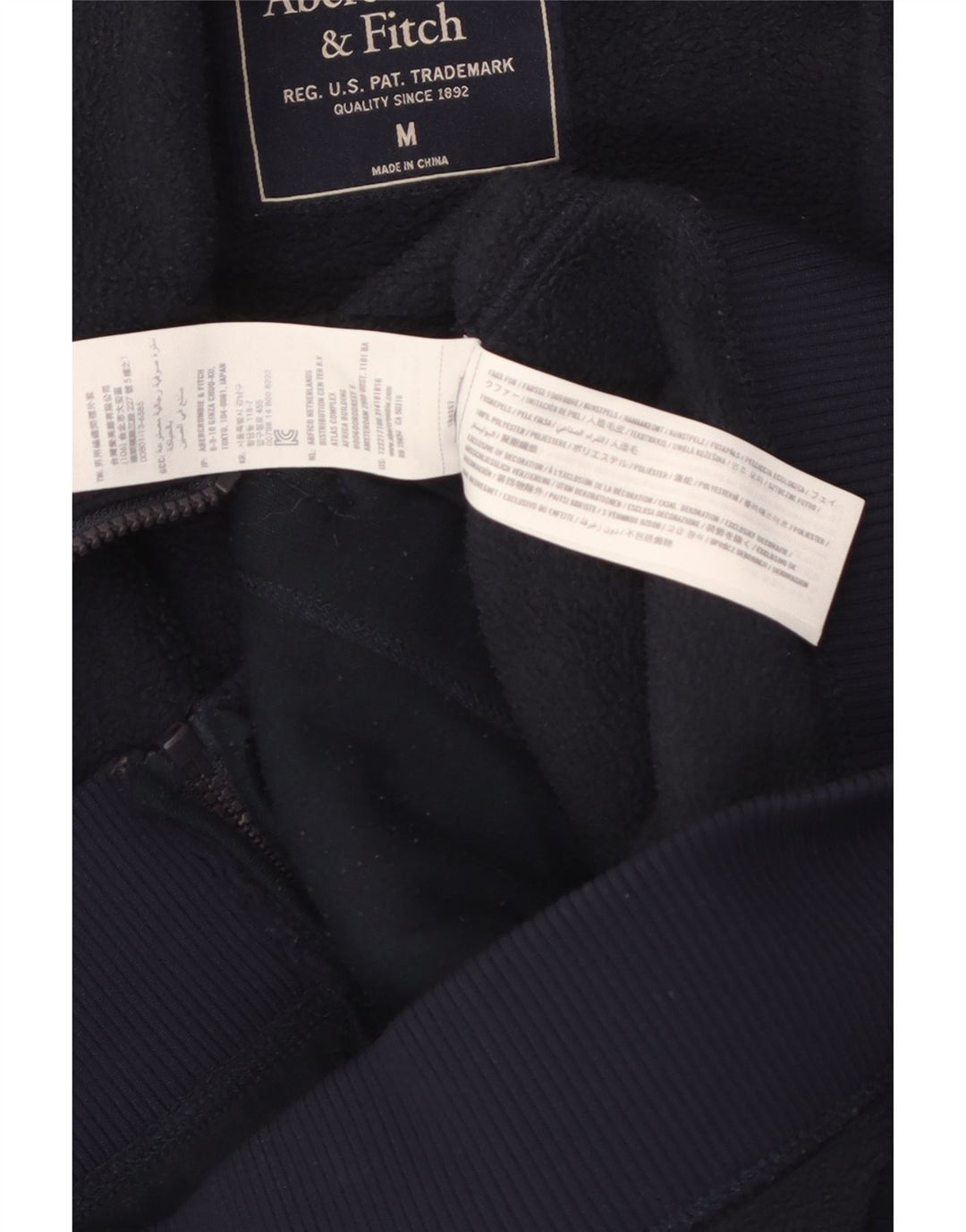 Abercrombie & Fitch Fleecejakke til mænd UK 38 Medium Navy Blue Polyester