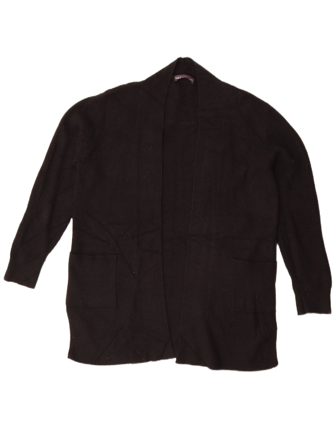Marks & Spencer Dame Oversized Open Cardigan Sweater UK 14 Large Black