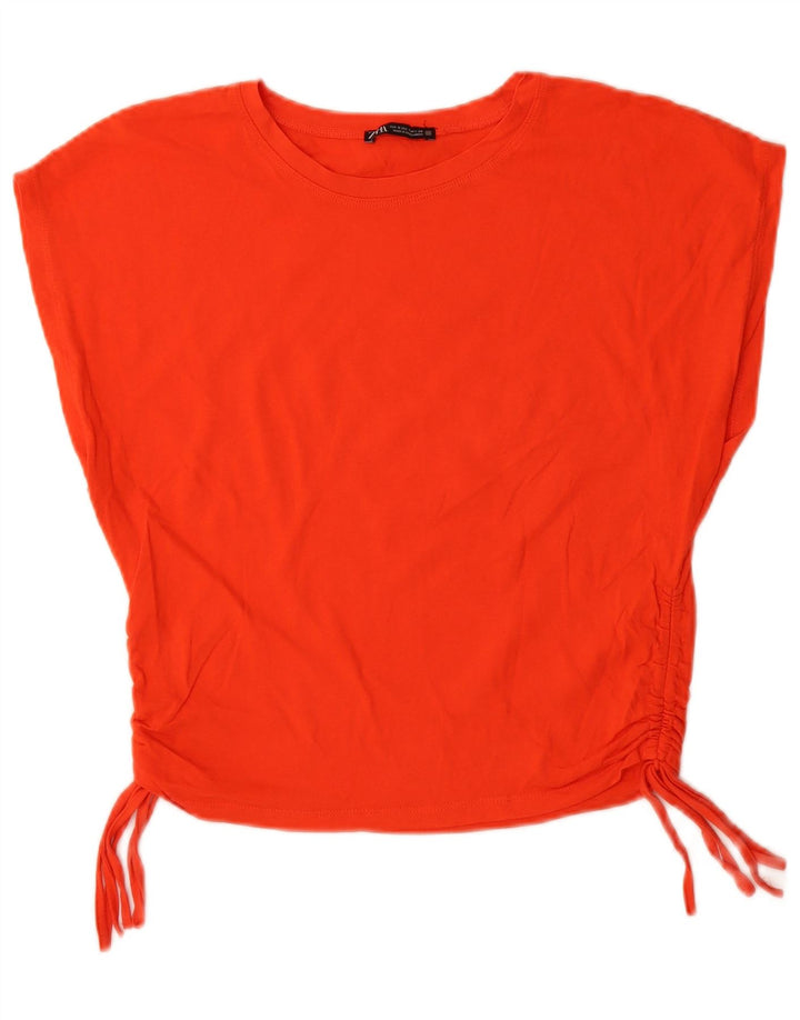 Zara Dame T-Shirt Top UK 10 Small Orange